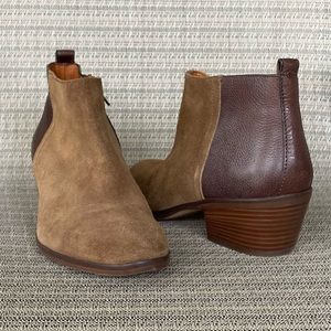 Madewell The Charley Boot in Cigar Brown  Leather Suede Zipper Booties Size 9